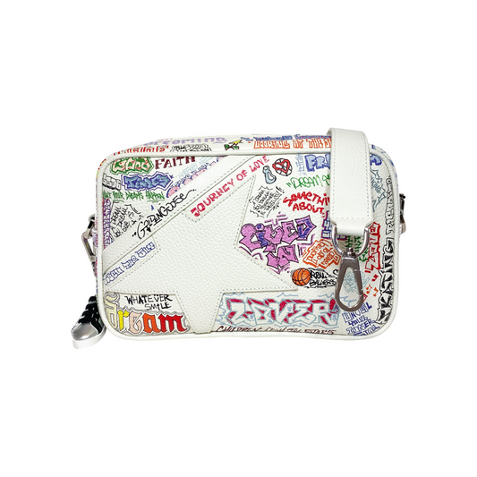 Golden Goose White Star Graffiti Camera Bag