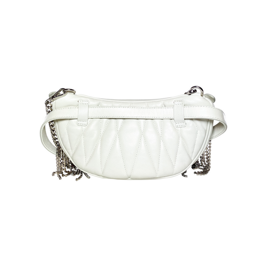 Miu Miu White Crystal Fringe Waist Bag