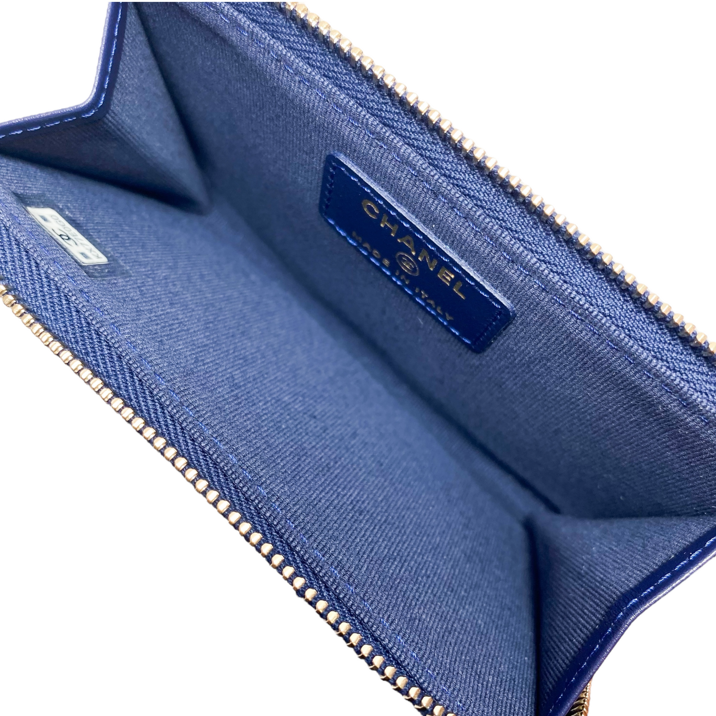 Chanel Navy CC Zip Card Holder