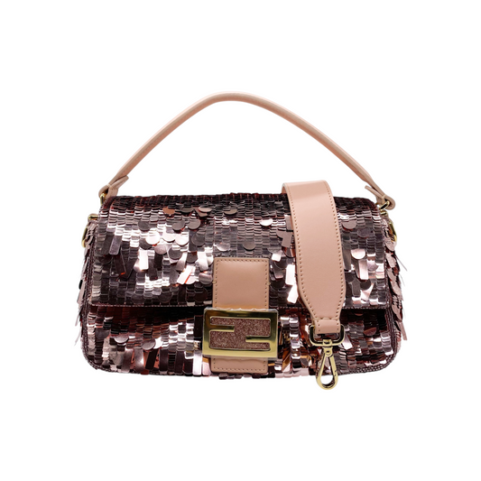 Fendi Rose Gold Sequin Baguette