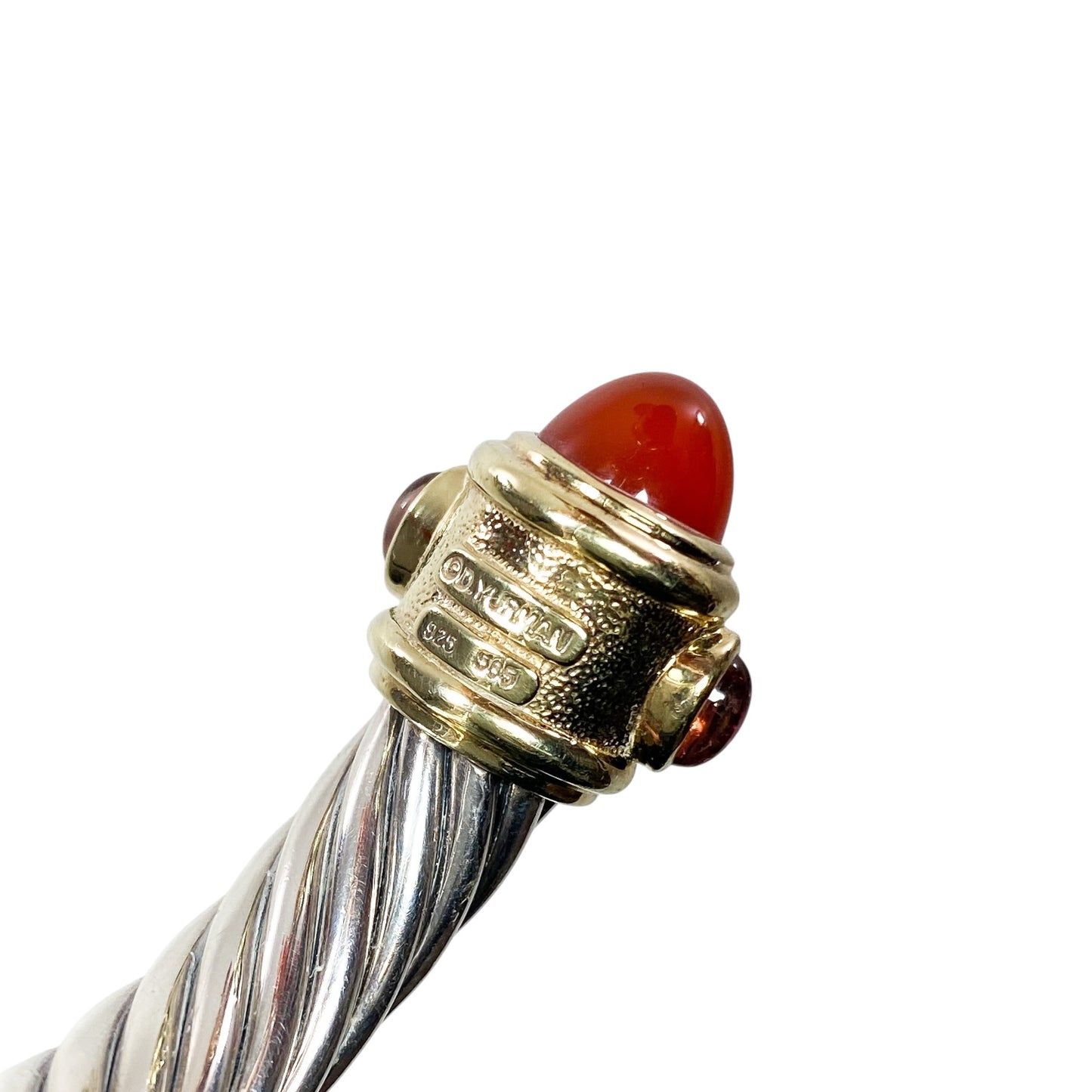 David Yurman Carnelian Gold 925 Sterling Silver Cable Cuff