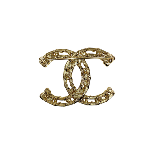 Chanel Gold CC Camellia Flower Brooch