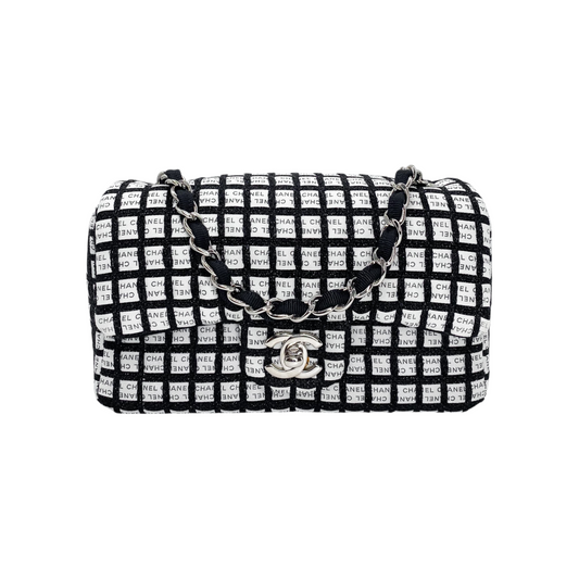 Chanel Black White Logo Mini Rectangle
