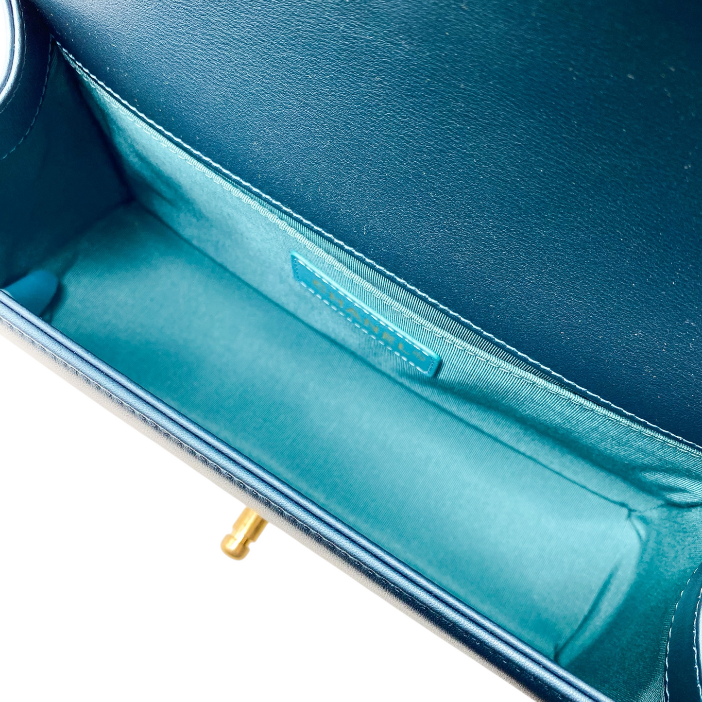 Chanel Metallic Blue Old Medium Boy Bag