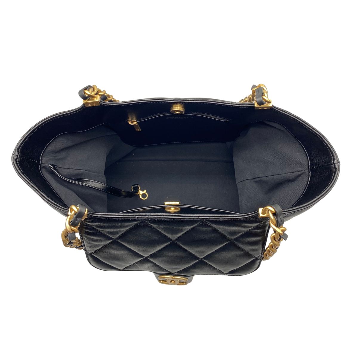 Chanel Black Quilted Lambskin Shopping Tote