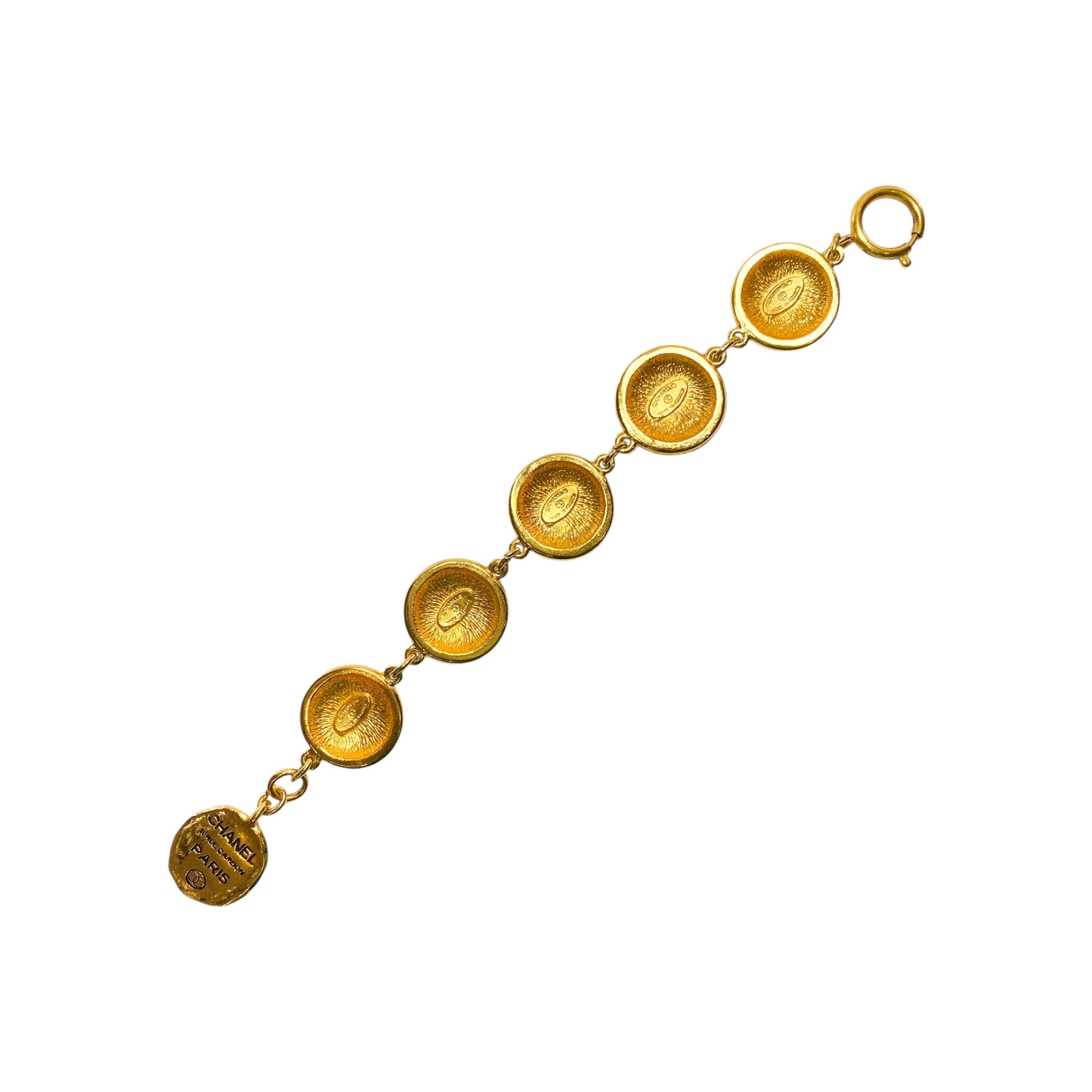 Chanel Vintage Gold Rue Cambon CC Medallion Bracelet