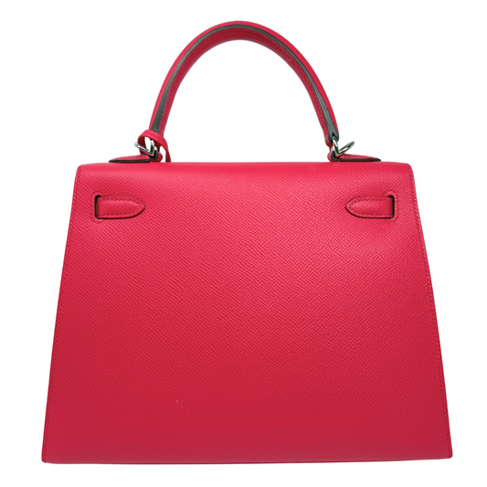 Hermes Kelly 25 Sellier Rose Mexico Epsom Palladium Hardware