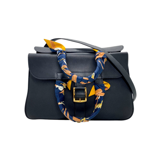 Hermes 31 Halzan Black Clemence Gold Hardware with Twilly