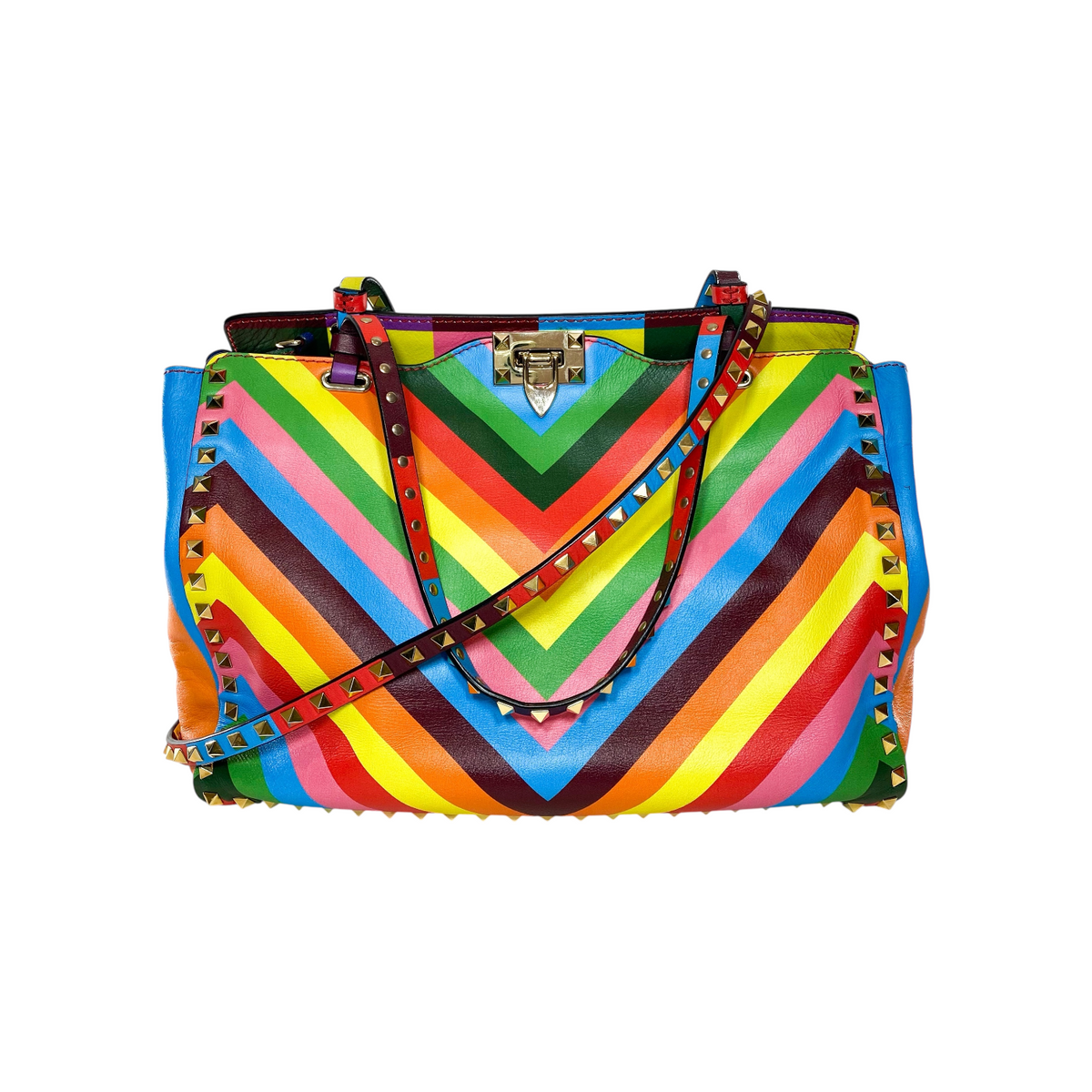 【VALENTINO GARAVANI】Rockstud Tote Bag VALENTINO Garavani Rockstud Leather Tote Bag Black