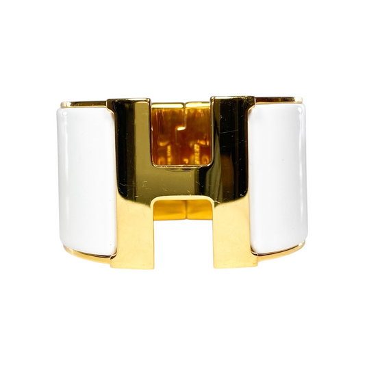 Hermes Blanc Extra-Wide Clic Clac H Bracelet