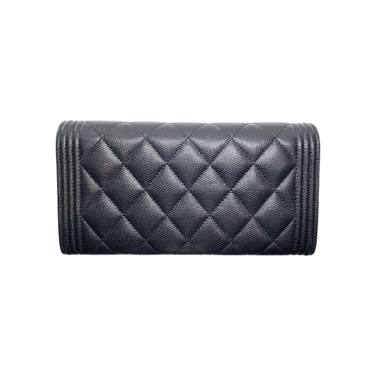 Chanel Black Boy Long Flap Wallet
