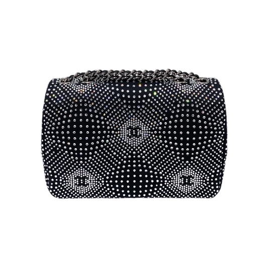 Chanel Black Crystal Denim Strass Flap Bag