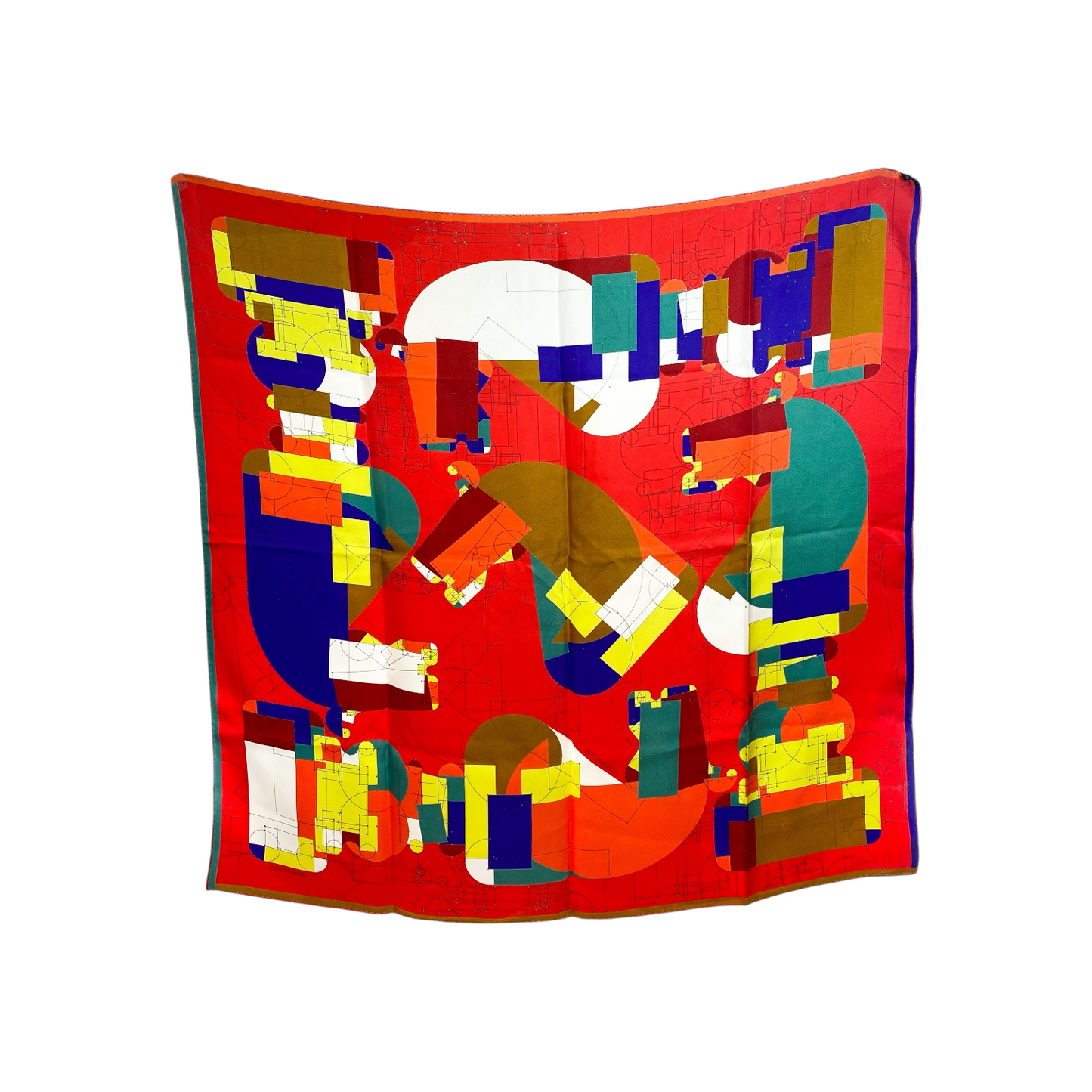 Hermes Red Multicolor Echec au Roi Scarf 90cm