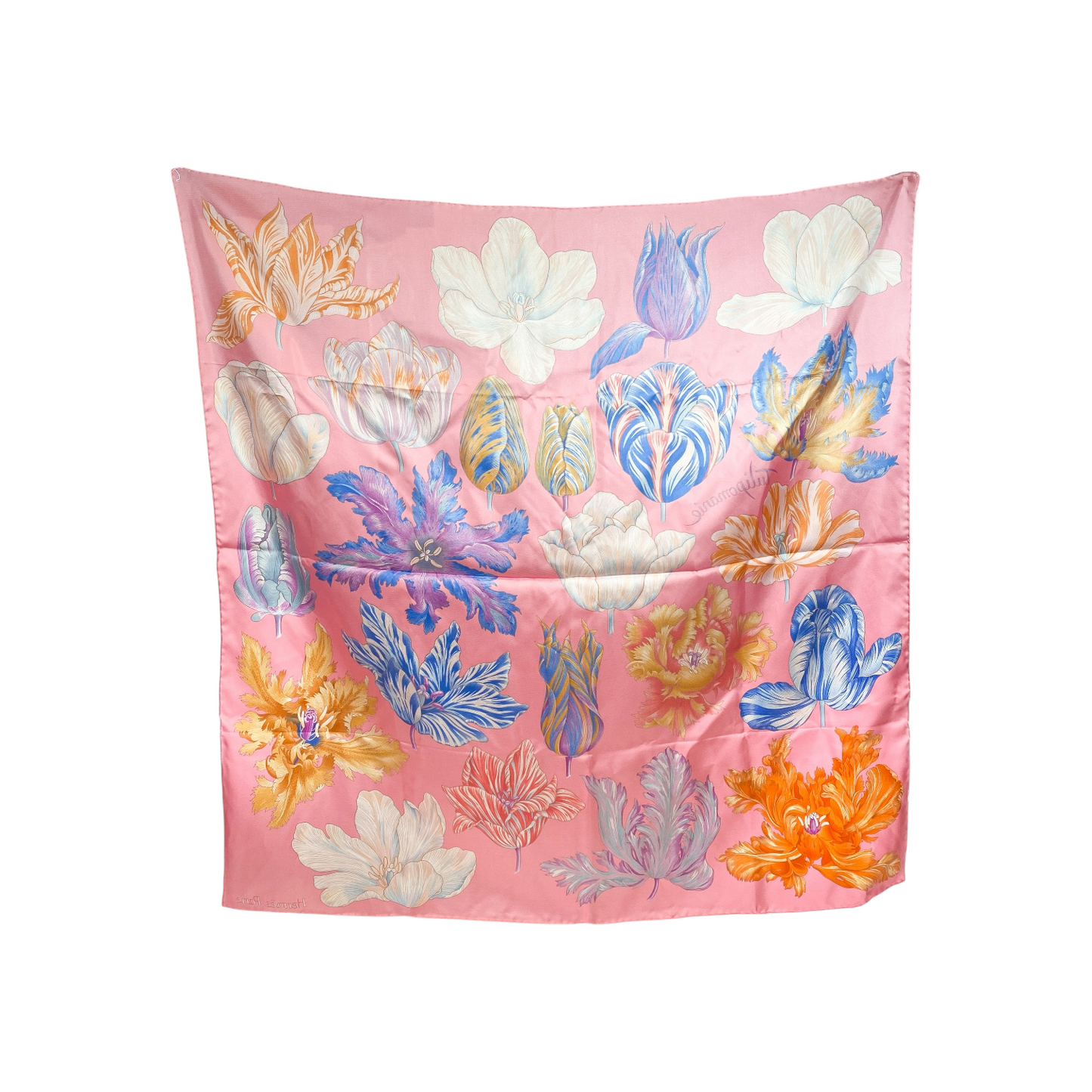 Hermes Rose Malabar Multicolor Tulipomanie Scarf 90cm