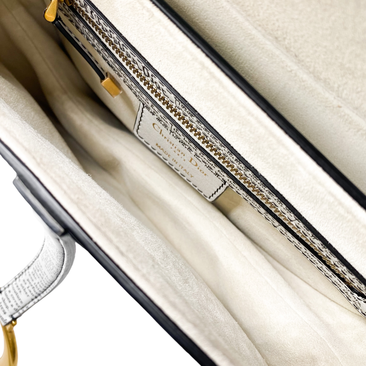 Dior White Newspaper Saddle Bag