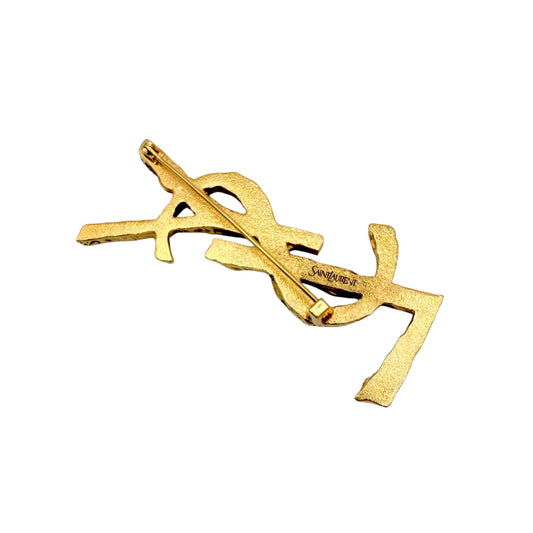 YSL Cassandre Brooch with Sunstone and Tiger’s Eye Gemstones