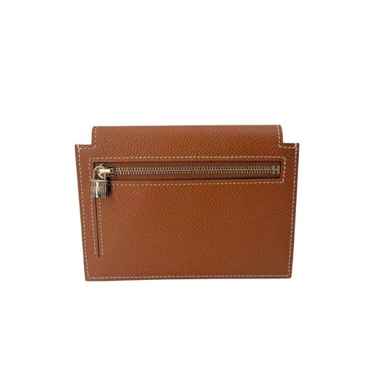 Hermes Kelly Pocket Wallet Gold Epsom Gold Hardware