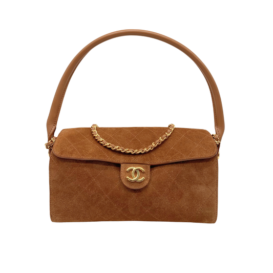 Chanel Brown Suede Turn Around Clutch