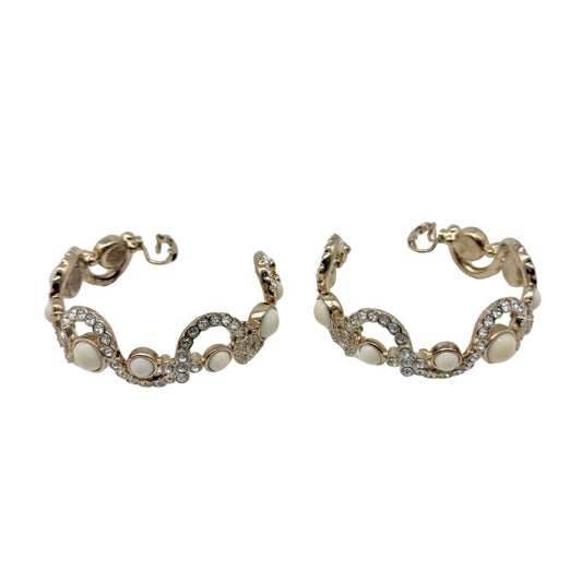 Chanel Hoop Clip on Earrings with Crystals and Enamel