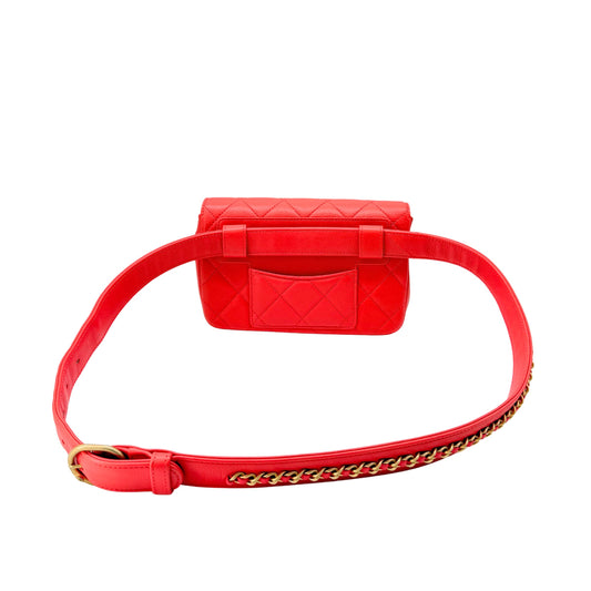 Chanel Coral Quilted Chain Waistbelt