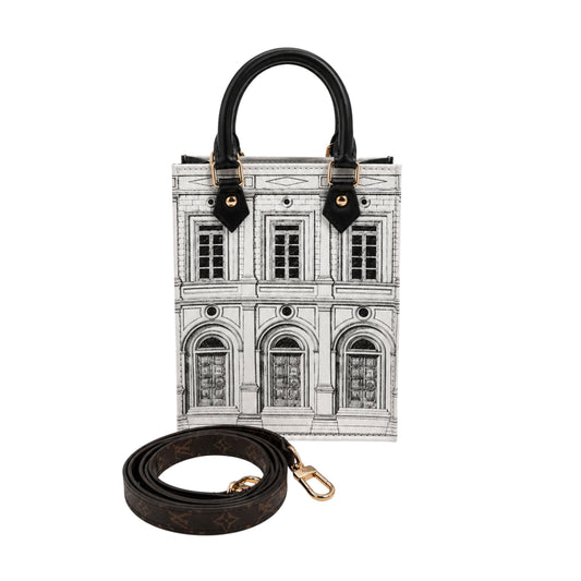 Louis Vuitton Black and White Monogram Petit Sac Plat with Strap