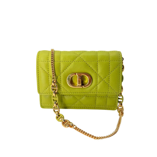 Dior Caro Dahlia Wallet in Lime