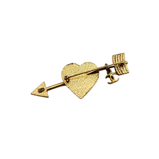 Chanel Enamel Heart and Arrow Brooch