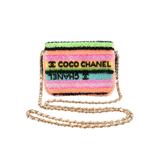 Chanel Mini Striped Coco Crossbody Flap Bag