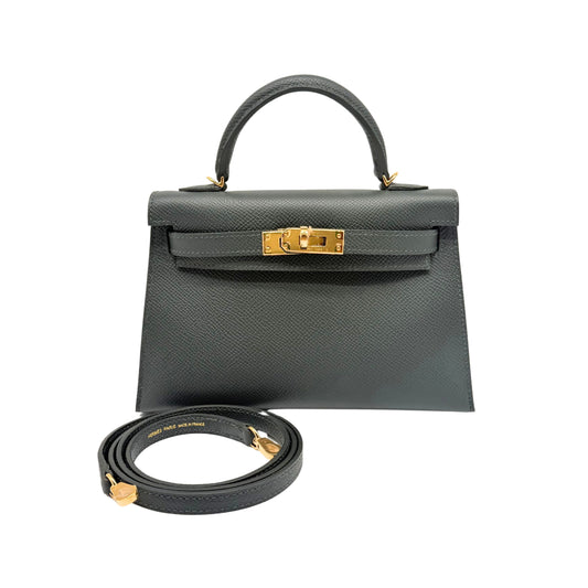 Hermes Mini Kelly in Vert Mangrove in Epsom with Gold Hardware
