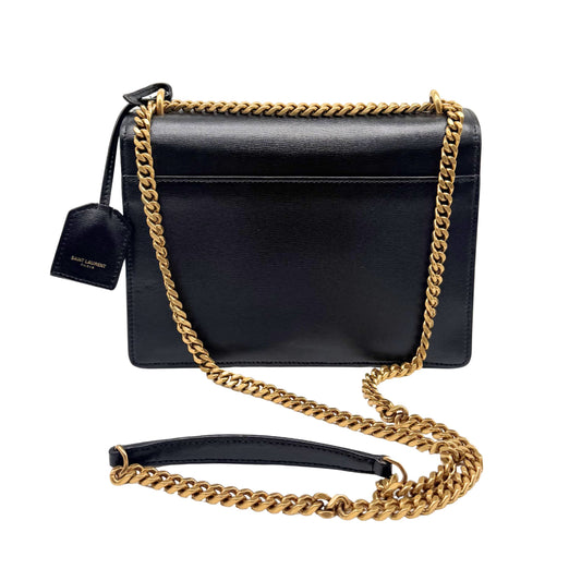 Saint Laurent Black Medium Signature Sunset Flap Bag