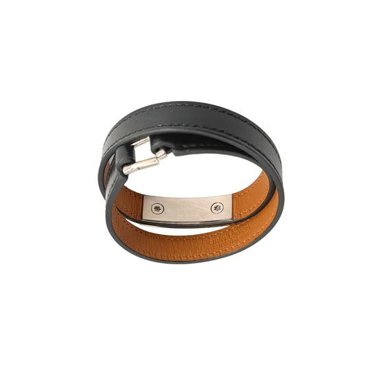 Hermes Noir Rivale Double Tour Bracelet