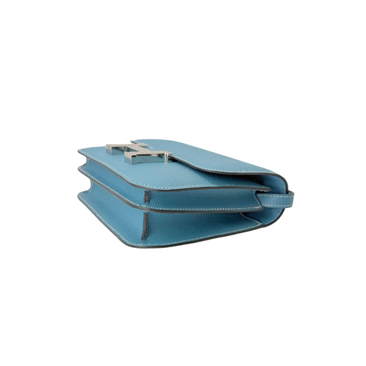 Hermes Constance 18cm in Blue Jean Epsom Palladium Hardware