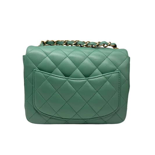 Chanel Classic Mini Square Flap Bag Seafoam Green