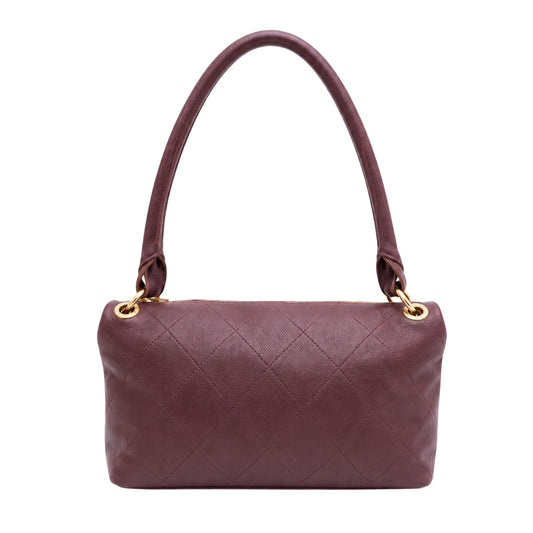 Chanel Dark Burgundy Lambskin Flap Shoulder Bag with Gold Hardware
