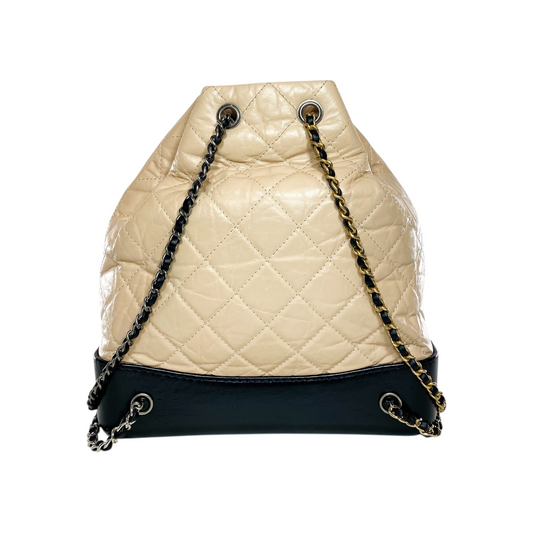 Chanel Beige Black Gabrielle Backpack