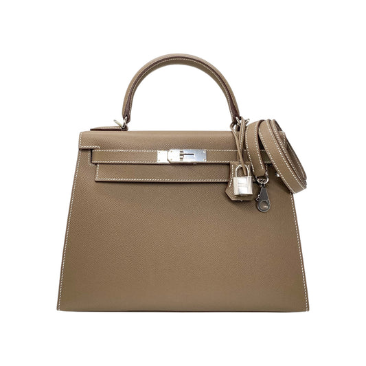 Hermes Kelly 28 Etoupe Epsom Palladium Hardware