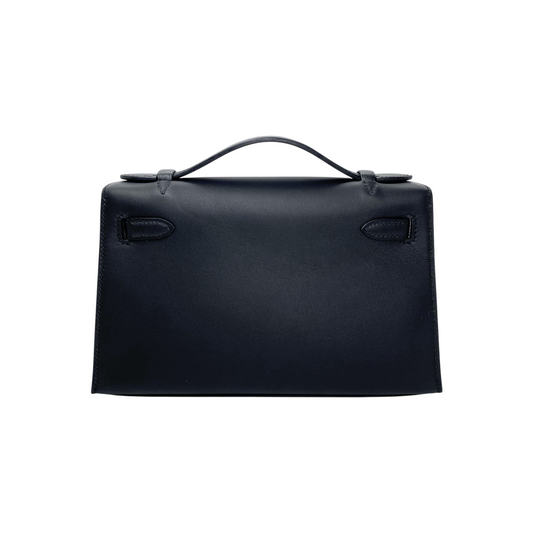 Hermes Kelly Pochette Black Swift Gold Hardware