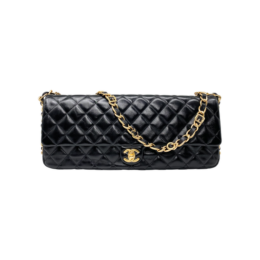 Chanel Black Glazed Maxi Clutch