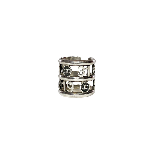Chanel Silver Logo Stacked Ring