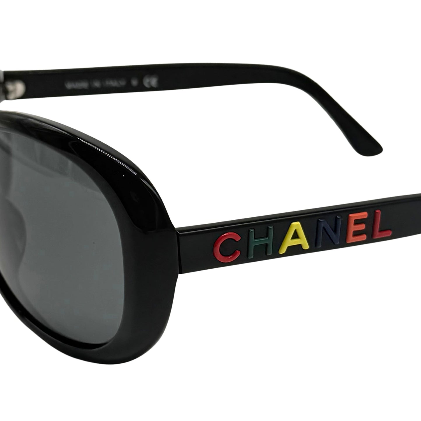 Chanel Round Oversized Sunglasses with Colorful Letters
