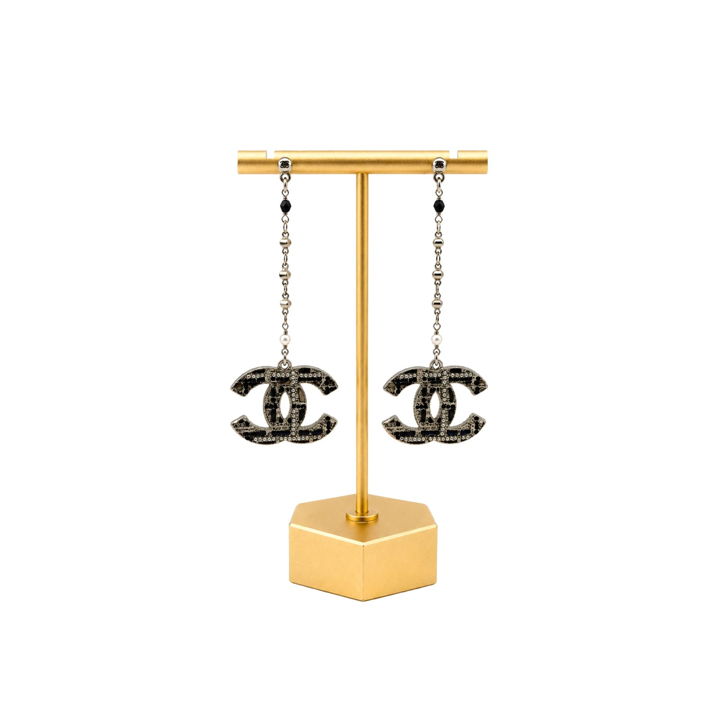Chanel Crystal CC Drop Earrings