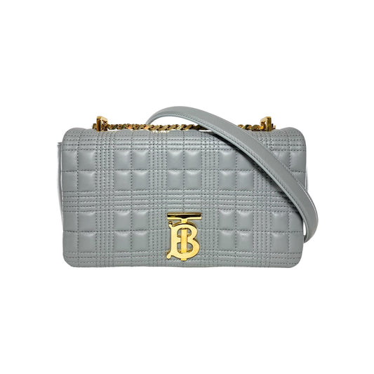 Burberry Grey Quilted TB Logo Lola Flap Bag