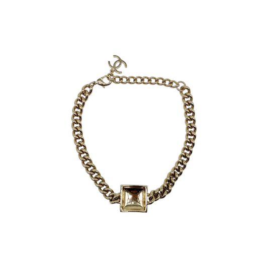 Chanel Gold Black Square CC Choker