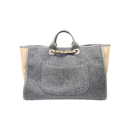 Chanel Beige Grey Large Deauville