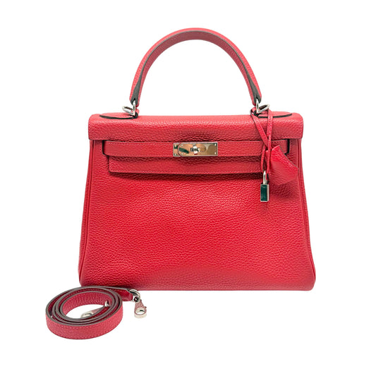 Hermes Kelly 28cm Rouge Casaque Togo Palladium Hardware