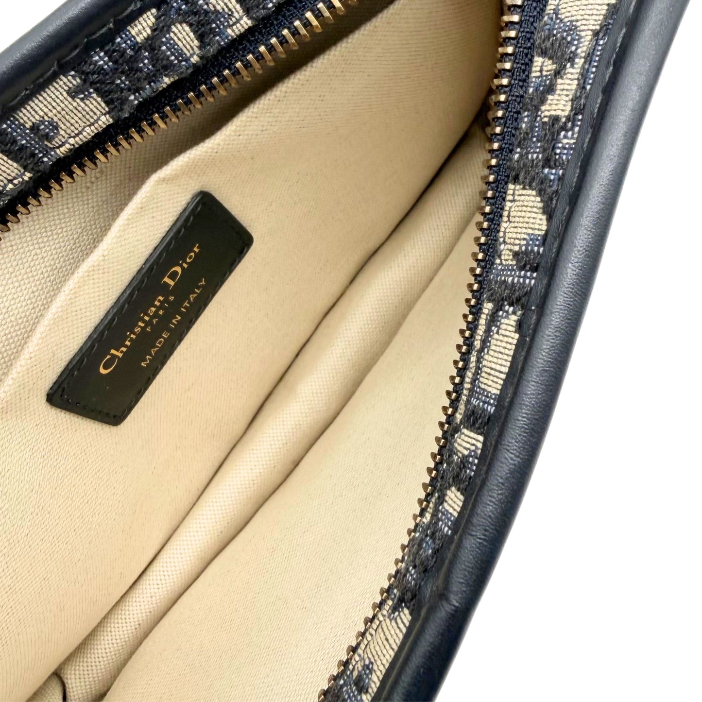 Christian Dior Navy Oblique Gold Handle Pouch