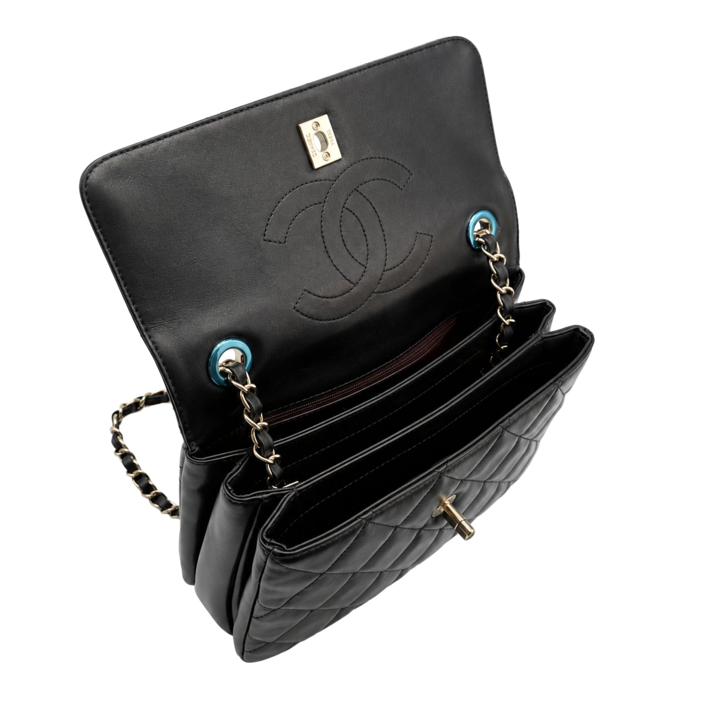 Chanel Trendy Black Top Handle Flap Bag