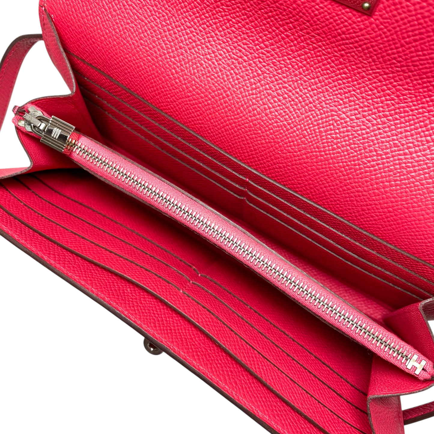 Hermes Kelly Wallet Framboise Epsom Palladium Hardware