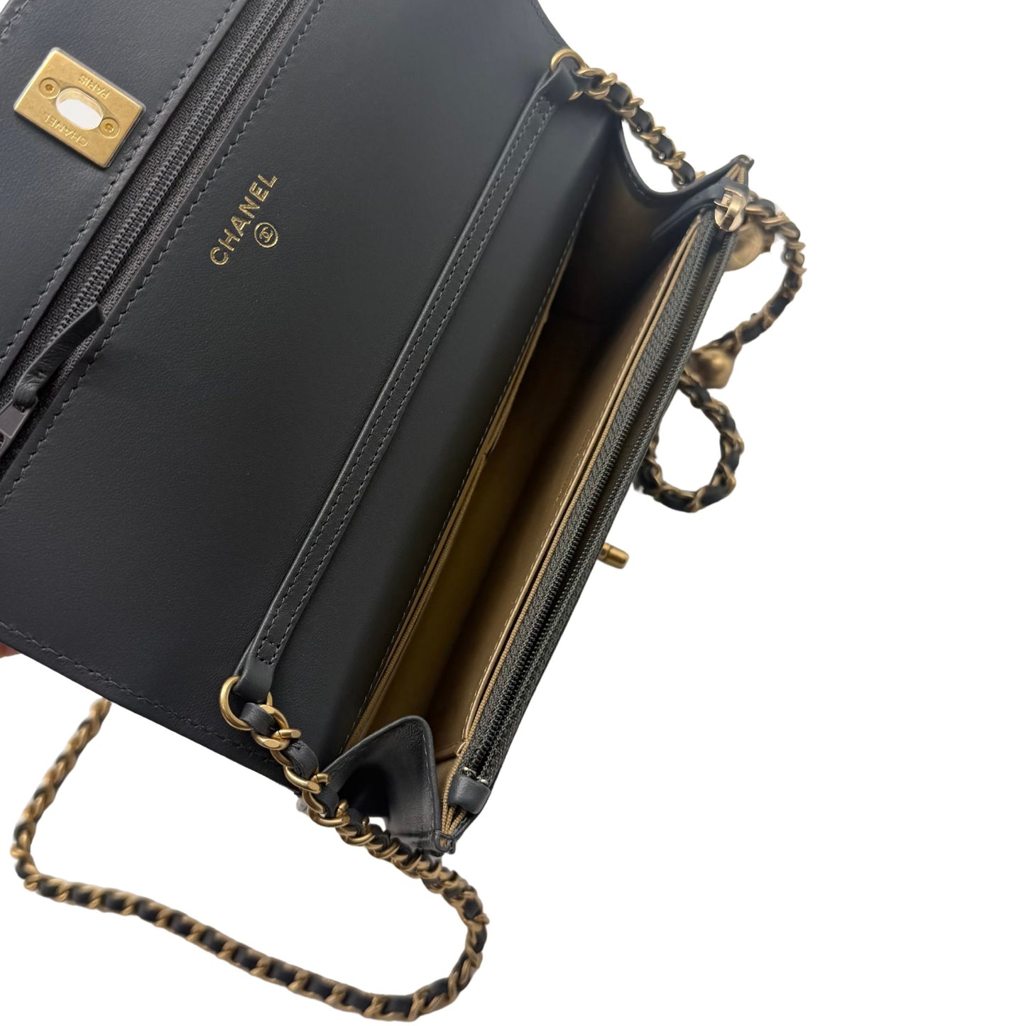 Chanel Grey Pearl Crush Lambskin with Gold Hardware
