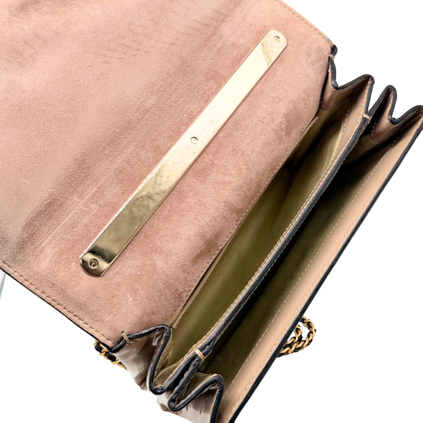 Valentino Va Va Voom Rockstud Patent Flap Clutch with Chain
